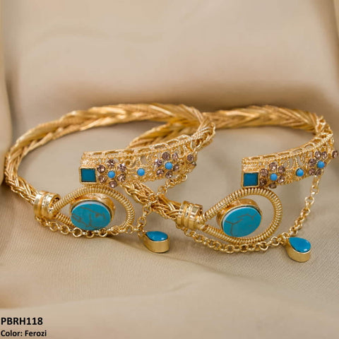 PBRH118 MZM Flower Bangles Pair - PBRH
