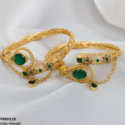 PBRH118 MZM Flower Bangles Pair - PBRH