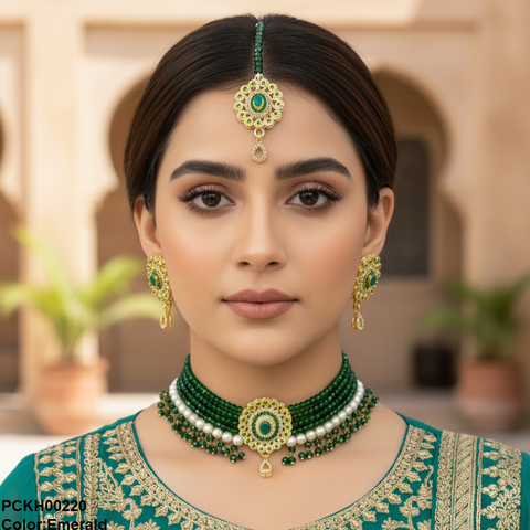 PCKH00220 MZM Oval Pearl Choker Set - PCKH