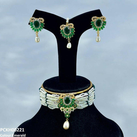 PCKH00221 SDQ Oval Pearl Drop Choker Set - PCKH