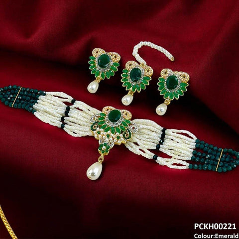 PCKH00221 SDQ Oval Pearl Drop Choker Set - PCKH