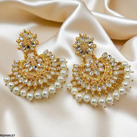 PEDH00137 MZM Tear/Flower Pearl Drop Earrings - PEDH