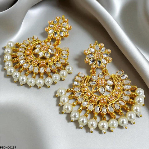 PEDH00137 MZM Tear/Flower Pearl Drop Earrings - PEDH