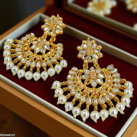 PEDH00137 MZM Tear/Flower Pearl Drop Earrings - PEDH