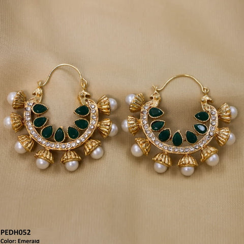 PEDH052 FRN Pear Temple Ear Hoops Pair - PEDH
