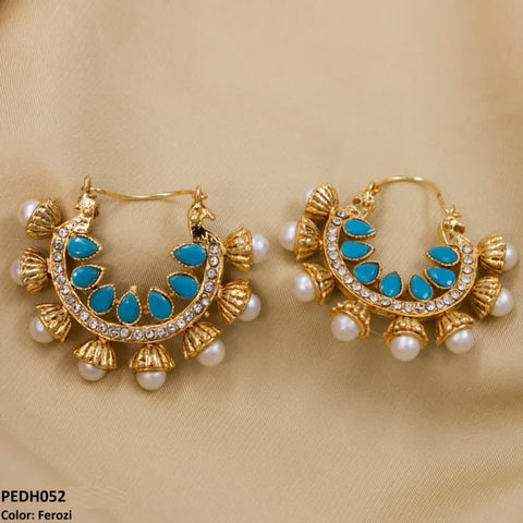 PEDH052 FRN Pear Temple Ear Hoops Pair - PEDH