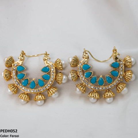 PEDH052 FRN Pear Temple Ear Hoops Pair - PEDH
