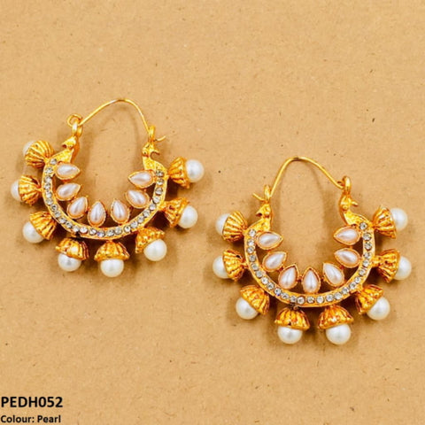 PEDH052 FRN Pear Temple Ear Hoops Pair - PEDH