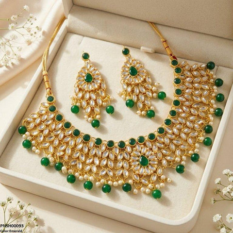 PNSH00093 FRN Tear/Marquise Pearl Drop Necklace Set - PNSH