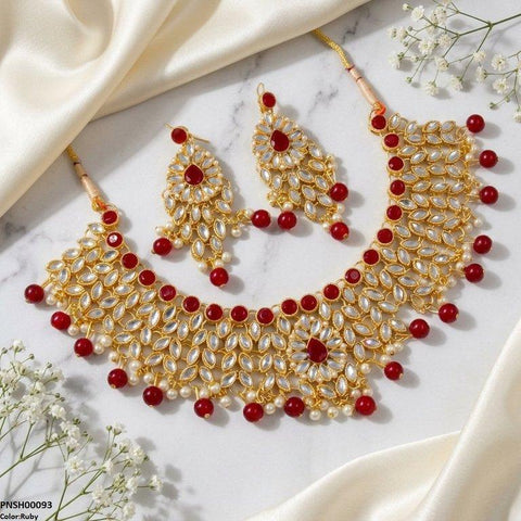PNSH00093 FRN Tear/Marquise Pearl Drop Necklace Set - PNSH