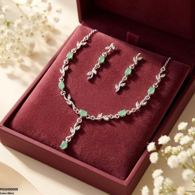 PNSH00098 SDQ Tulip Flower Drop Necklace Set - PNSH
