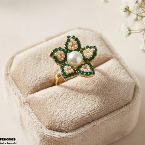 PRH00089 ABD Flower Pearl Ring Adjustable - PRH