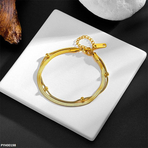 PYH00198 DGF Stainless Steel Double Chain Ball Single Anklet - PYH