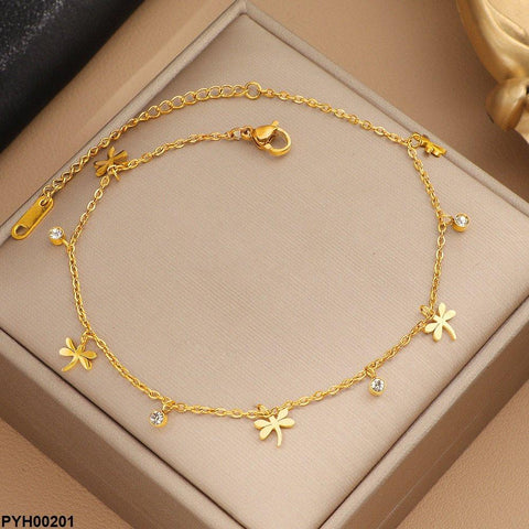PYH00201 DGF Stainless Steel Butterfly Chain Single Anklet - PYH