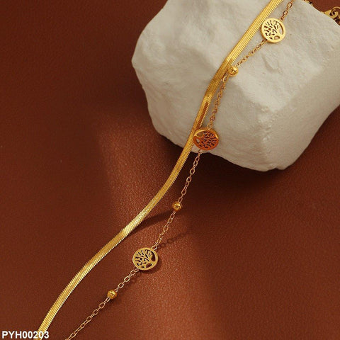 PYH00203 DGF Stainless Steel Ancestral Tree Anklet Single - PYH