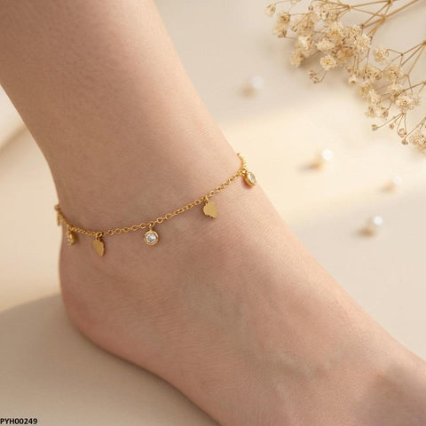 PYH00249 BHS Stainless Steel Tree/Round Drop Anklet - PYH