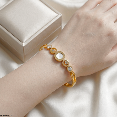 TBRH00517 MSS Round Stone Bracelet Stainless Steel Adjustable - TBRH