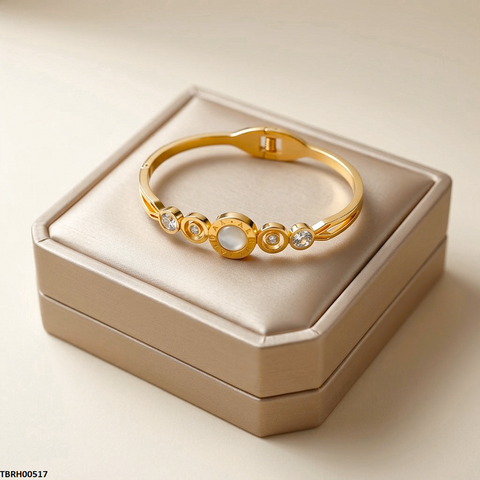 TBRH00517 MSS Round Stone Bracelet Stainless Steel Adjustable - TBRH
