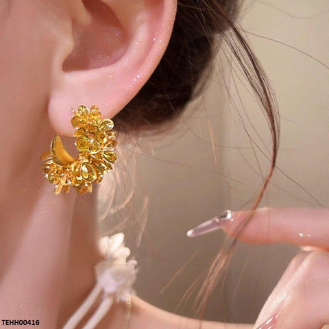 TEHH00416 HFJ Casting Flowers Hoops Pair - TEHH