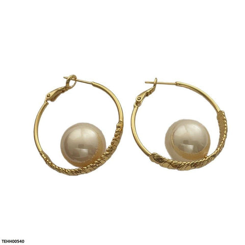 TEHH00540 ZHL Pearl Round Hoops Pair - TEHH