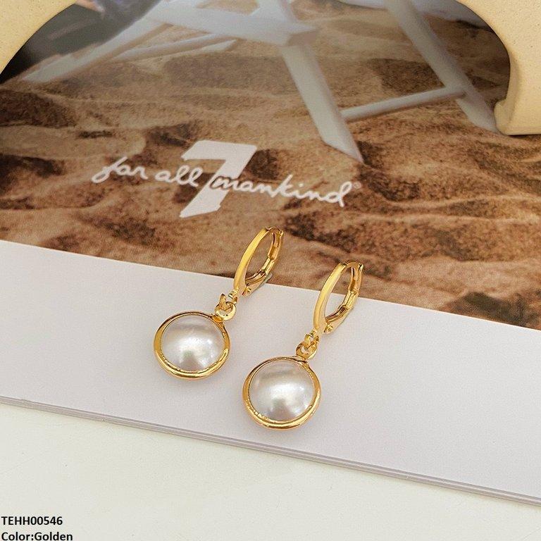 TEHH00546 QWN  Round Pearl Hoops Pair -TEHH
