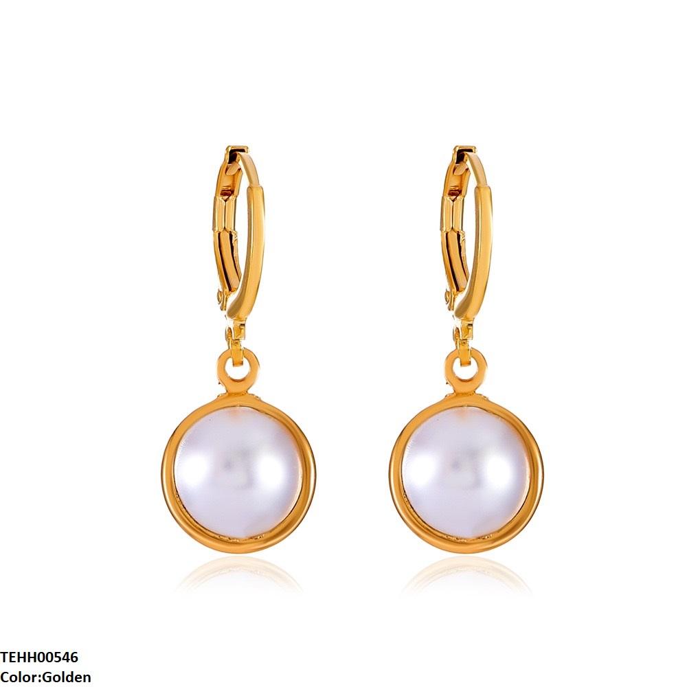 TEHH00546 QWN  Round Pearl Hoops Pair -TEHH