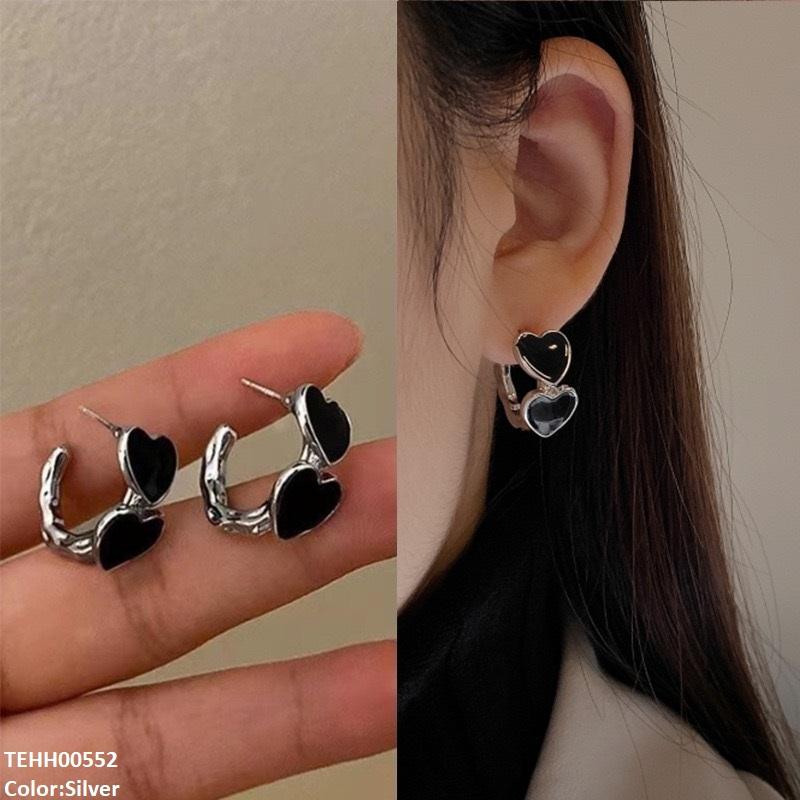TEHH00552  QWN Round Heart Hoops Pair - TEHH