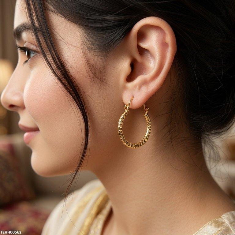 TEHH00562 MZM Round Drop Hoops Pair - TEHH