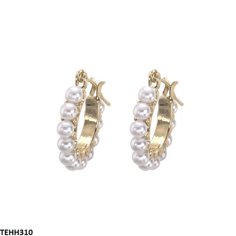 TEHH310 YHC Round Pearl Hoops Pair - CEHH