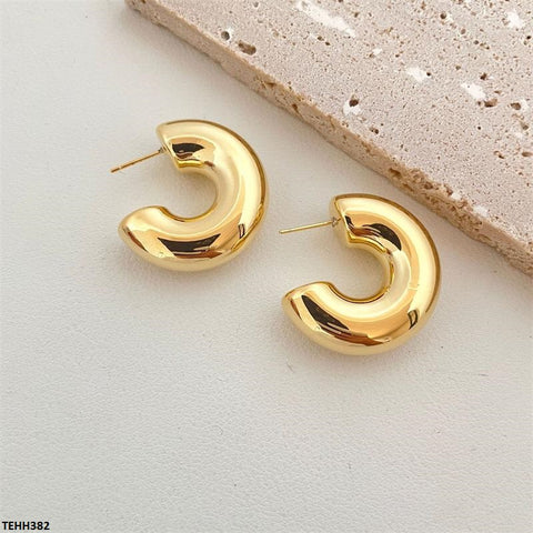 TEHH382 YYE C/Shape Ear Hoops Pair -CEHH