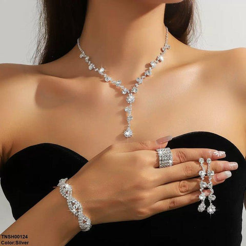 TNSH00124 YJJ Round Flower  Necklace Set - TNSH