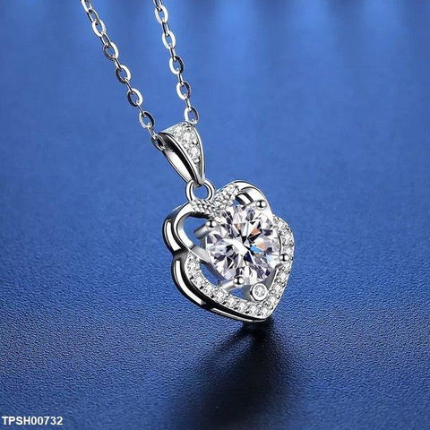 TPSH00732 JJF Heart Stone Drop Pendant With Chain - TPSH