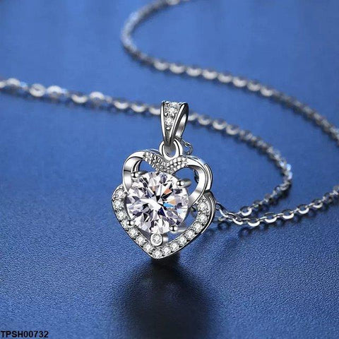 TPSH00732 JJF Heart Stone Drop Pendant With Chain - TPSH