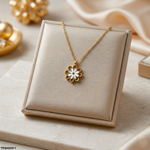 TPSH00911 MSJ Stainless Steel Double  Flower Pendant - TPSH