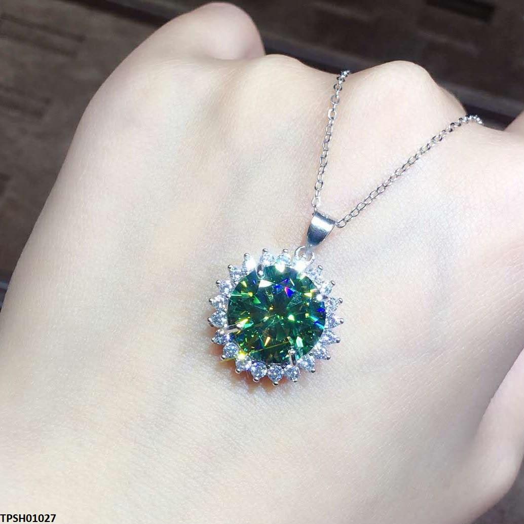 TPSH01027 KRL Round Green Stone ZIRCON Pendant - TPSH