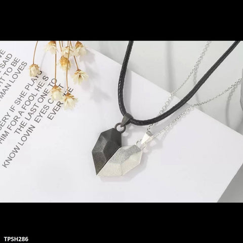 TPSH286 QWN Magnetic Two Souls One Heart Couple Pendant Necklaces - CPSH