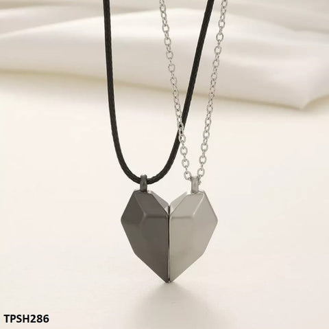 TPSH286 QWN Magnetic Two Souls One Heart Couple Pendant Necklaces - CPSH