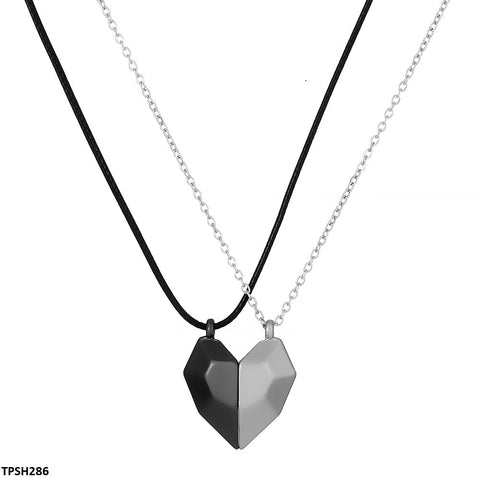 TPSH286 QWN Magnetic Two Souls One Heart Couple Pendant Necklaces - CPSH