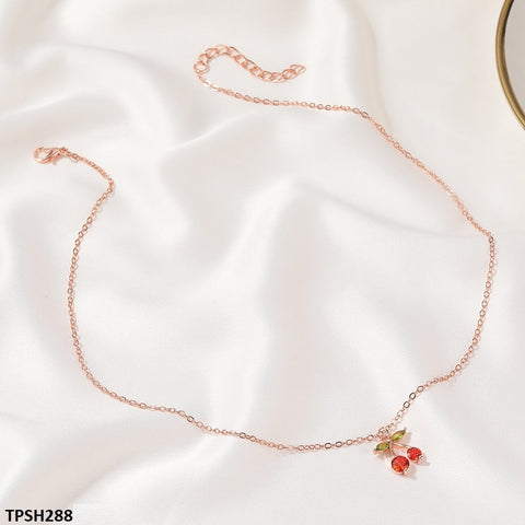 This TPSH288 QWN Cherry/Leaf Pendant Necklace from TJ Wholesale Pakistan is a fashionable and stylish addition to any wardrobe. Made with high-quality artificial materials, it is both trendy and durable. Elevate your look with this eye-catching fashion accessory.