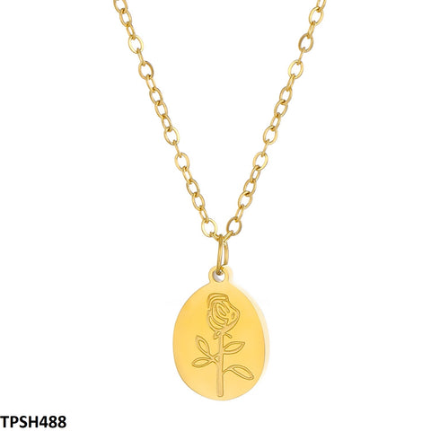 TPSH488 QWN  Stainless Steel Oval Flower Pendent - CPSH