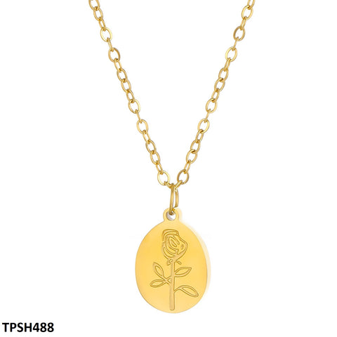 TPSH488 QWN  Stainless Steel Oval Flower Pendent - CPSH
