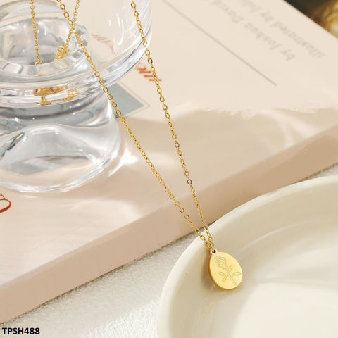 TPSH488 QWN  Stainless Steel Oval Flower Pendent - CPSH