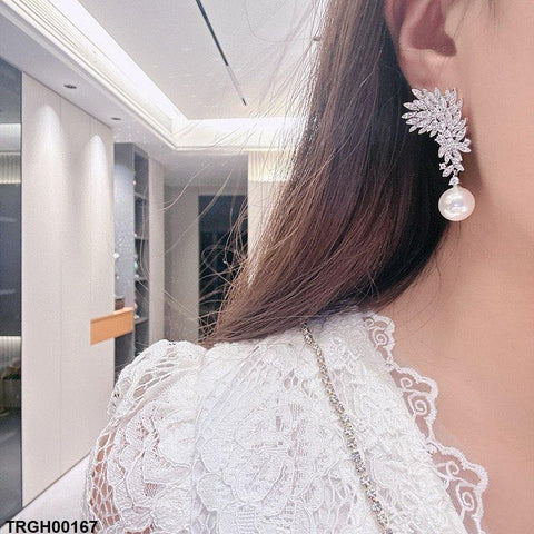 TEDH00431 CSH Leaf Pearl Drop Earrings - TEDH