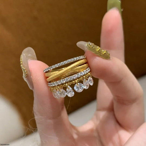 TRGH00183 GWH Tear Drop ZIRCON Adjustable Ring - TRGH