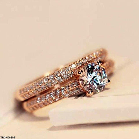 TRGH00206 GWH Round Couple ZIRCON Ring - TRGH