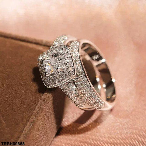 TRSH00858 KYC Square Couple ZIRCON Ring - TRSH