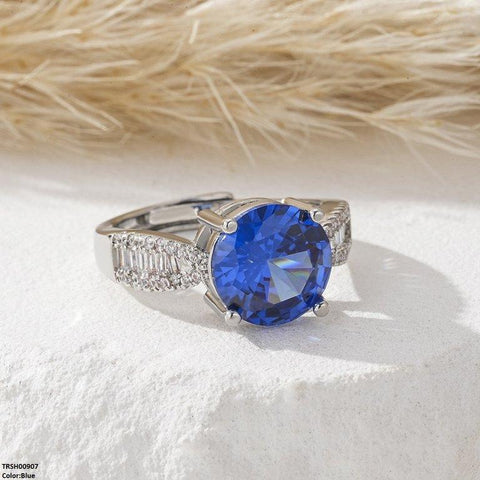 TRSH00907 YLE Round ZIRCON Stone Ring Adjustable - TRSH
