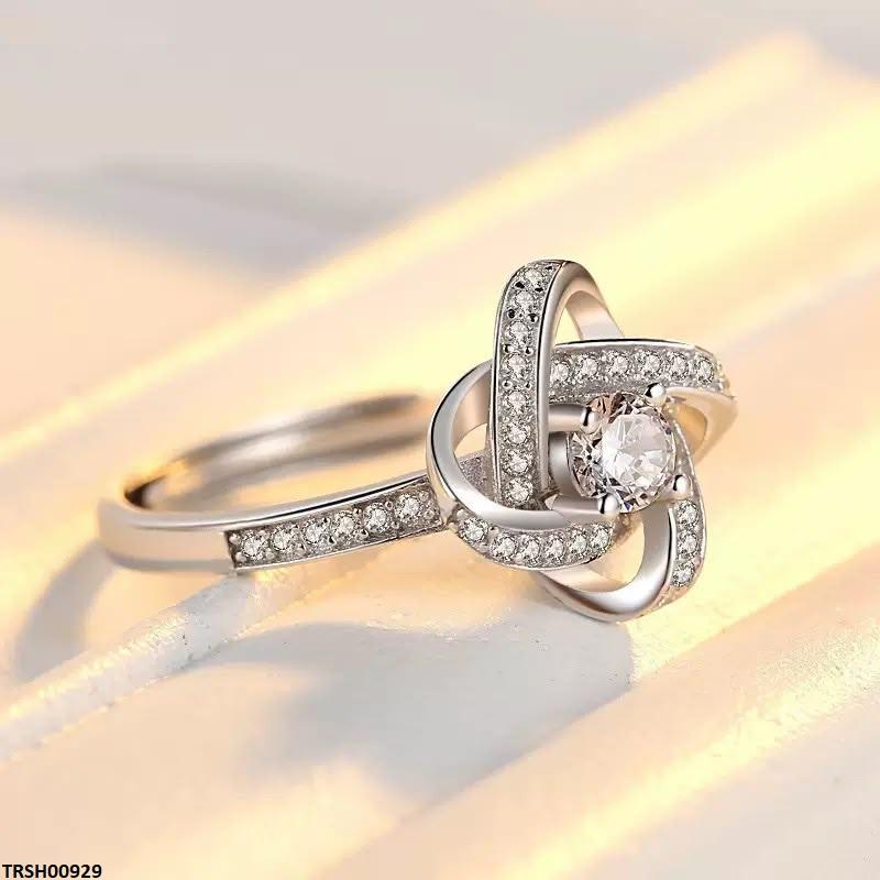 TRSH00929 JJF Round Stone Zircon Ring Adjustable - TRSH