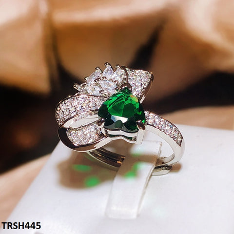 TRSH445 KYC Heart/Bow Adjustable ZIRCON Ring - TRSH