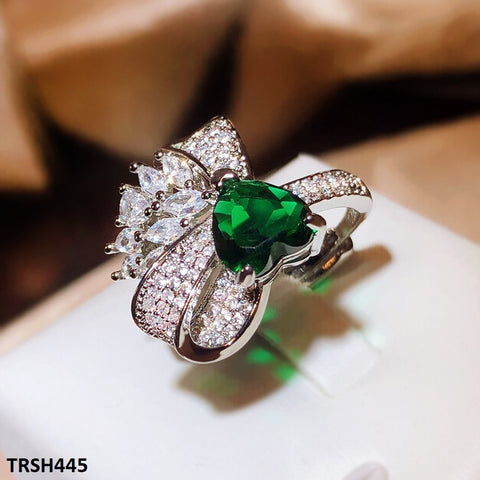 TRSH445 KYC Heart/Bow Adjustable ZIRCON Ring - TRSH